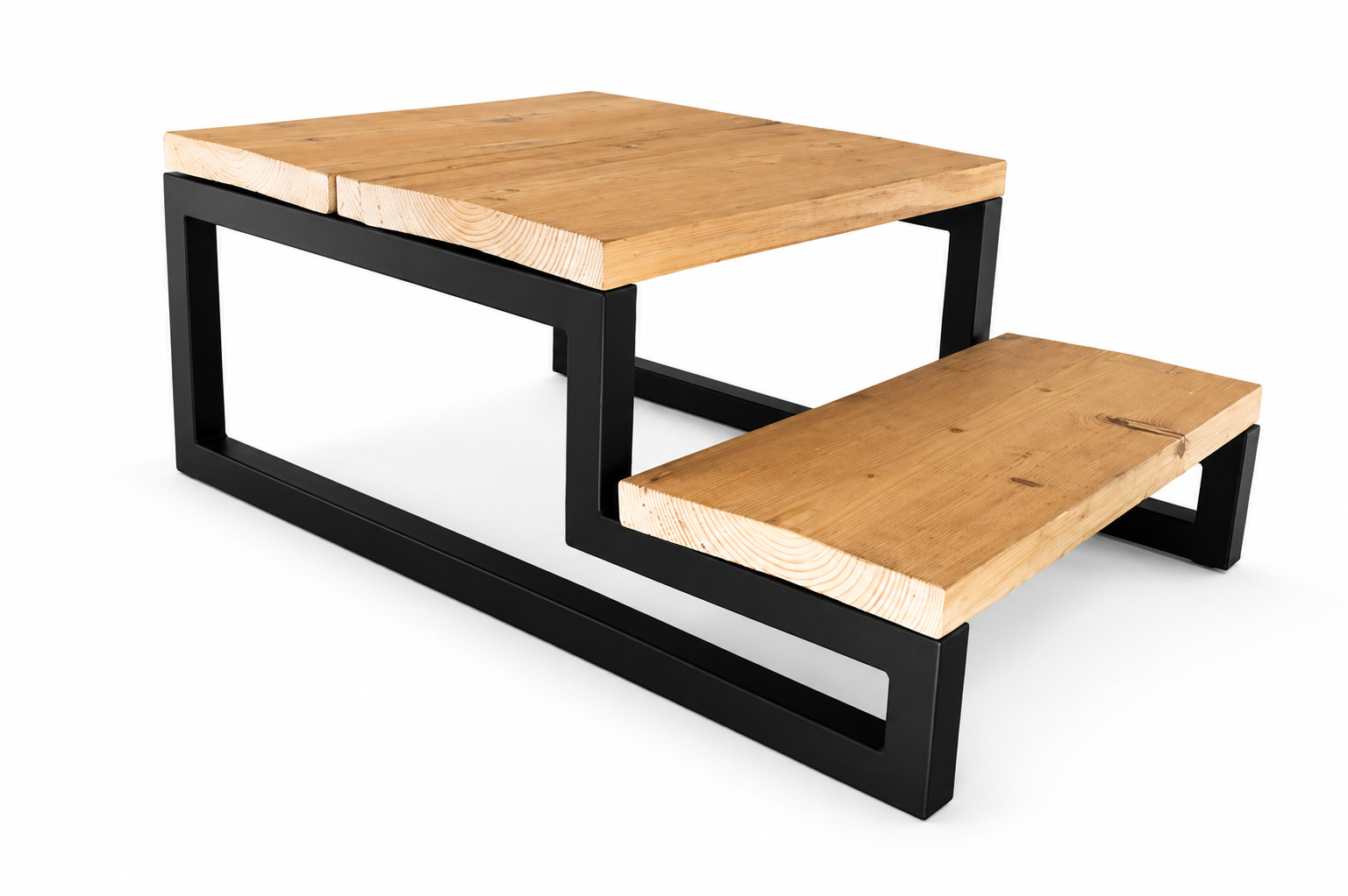 Metal Staircase Frame 1.5x1.5 with Landing Flat Black, Sold Individually