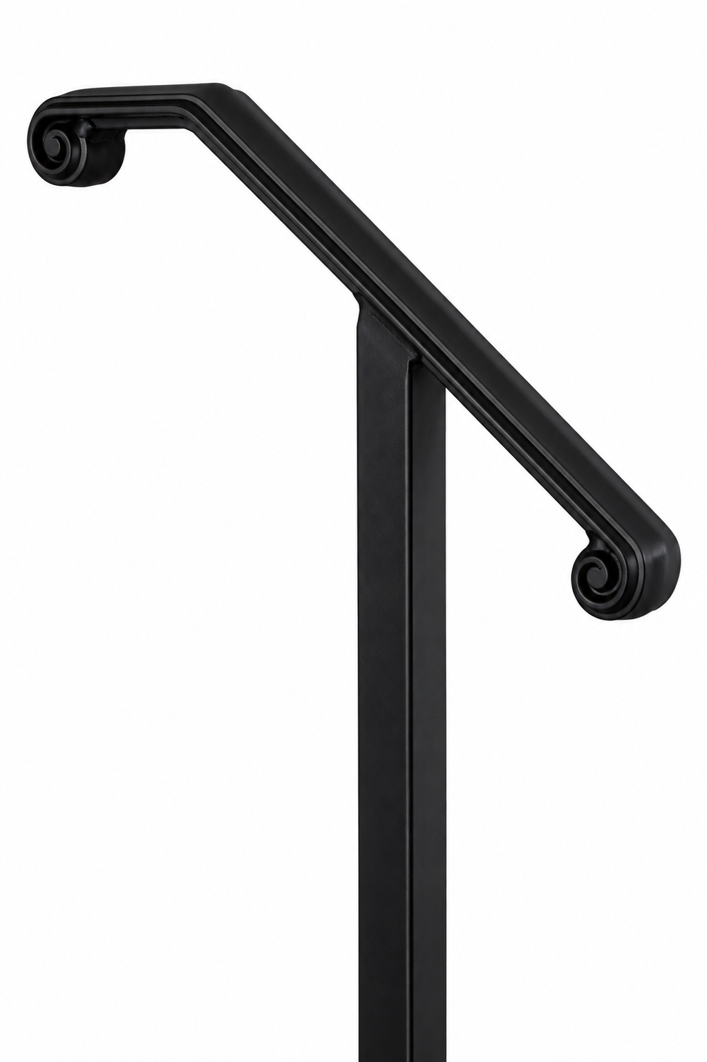 Metal Handrail Volute Single Post Flat Black 1 or 2 Step
