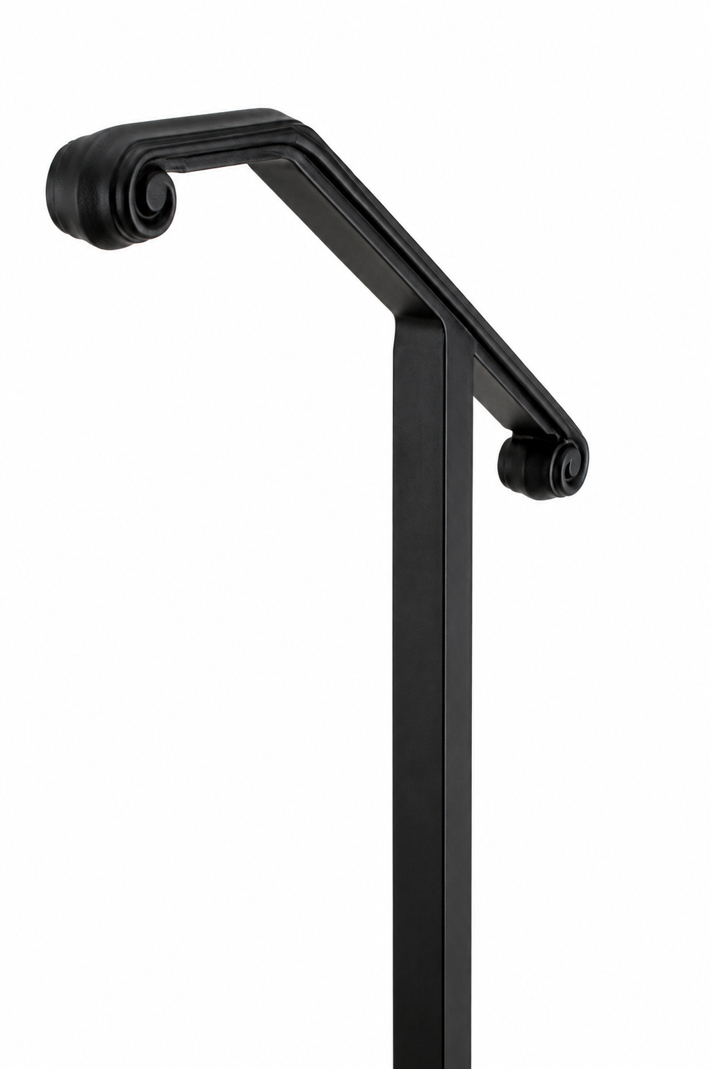 Metal Handrail Volute Single Post Flat Black 1 or 2 Step