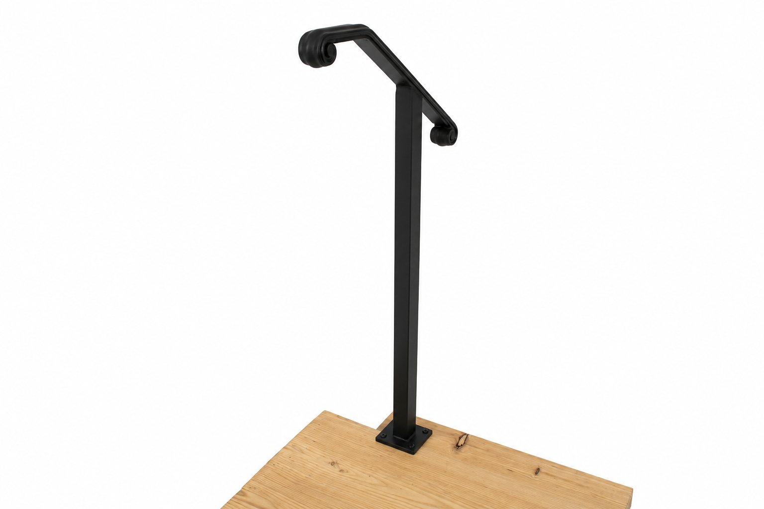 Metal Handrail Volute Single Post Flat Black 1 or 2 Step