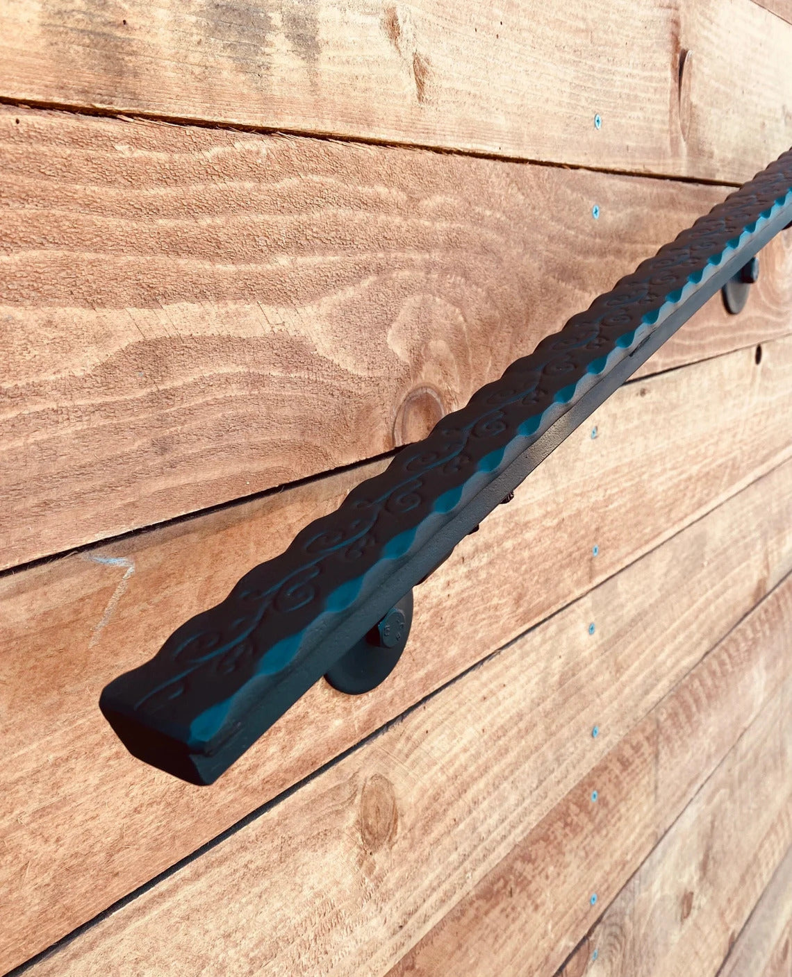 Jeffrey Huseman, Metal Handrail 1.5 " Hammered/Engraved Flat Black