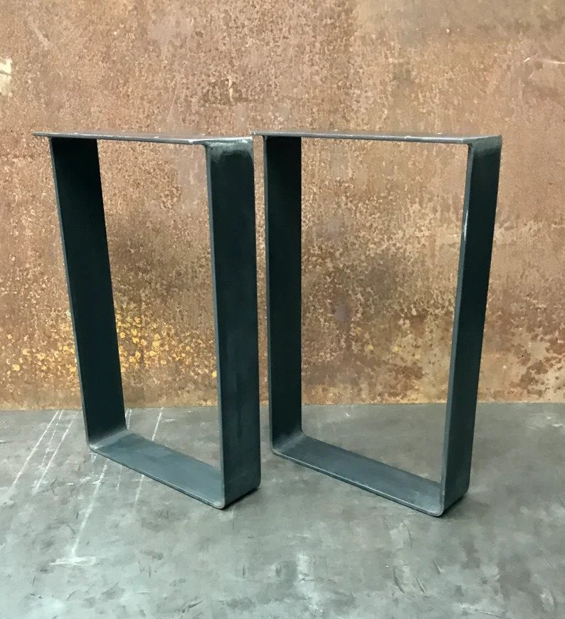 Metal Table Legs 3x3 U shape raw matte clear set of 2 for stylish furniture foundation.