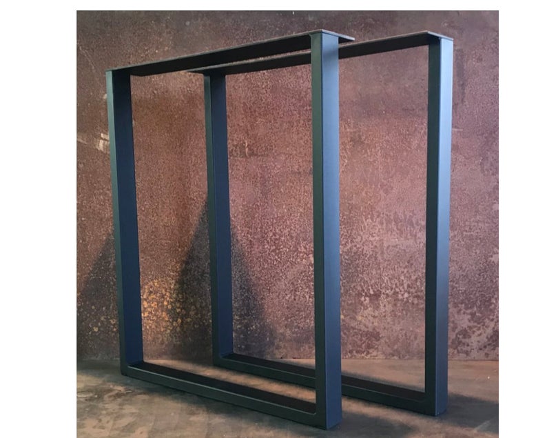 Metal Table Legs 2x1 with shelves in flat black design, perfect for enhancing modern furniture.