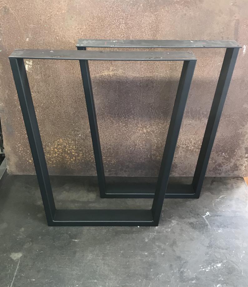 Metal Table Legs 3x1 Tapered Flat Black Set of 3