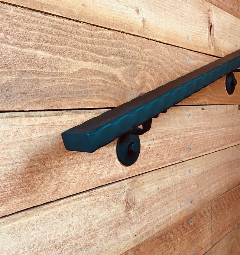 Metal Handrail 2x1 Hammered Straight Cut Flat Black