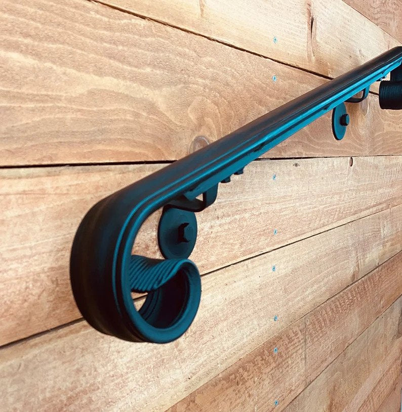 Frank Gessner, Metal handrail 2" Cap Rail Big Volute, Flat Black