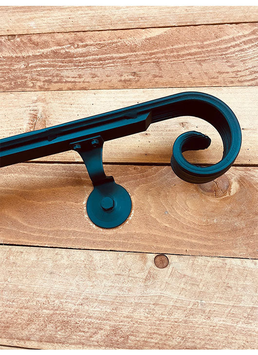 Metal Handrails, 2" Molding Cap, Big Volute, Flat Black