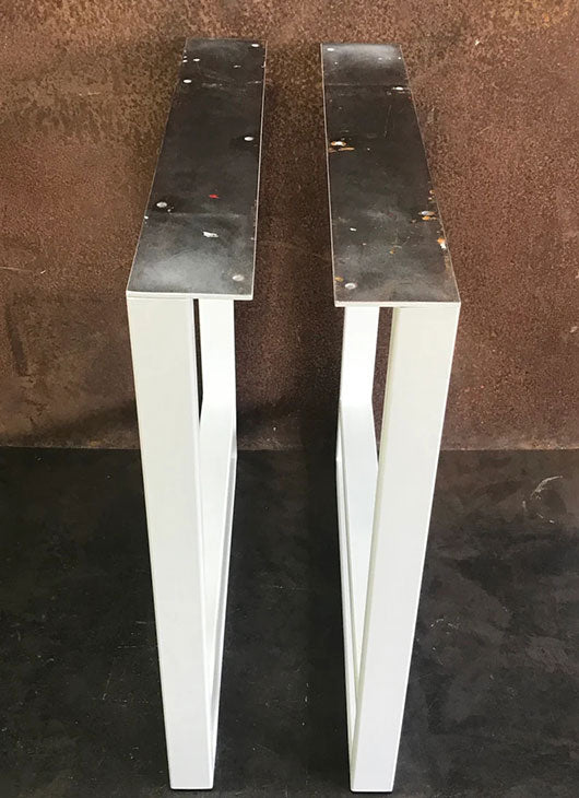 Metal Table Legs, 2x1 Double U Flat White (Set of 2)