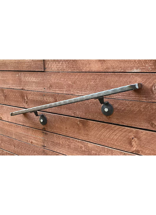 2x1 Hammered, Metal Handrails, Raw, with Wall Return