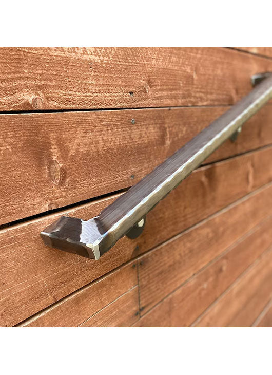 2x1 Hammered, Metal Handrails, Raw, with Wall Return