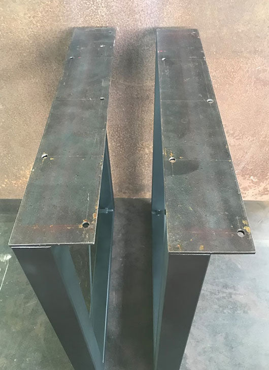 Metal Table Legs, 2x2 U w/ X, Flat Black (Set of 2)