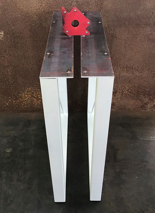 Metal Table Legs, 2x2 U w/ X, Flat White (Set of 2)