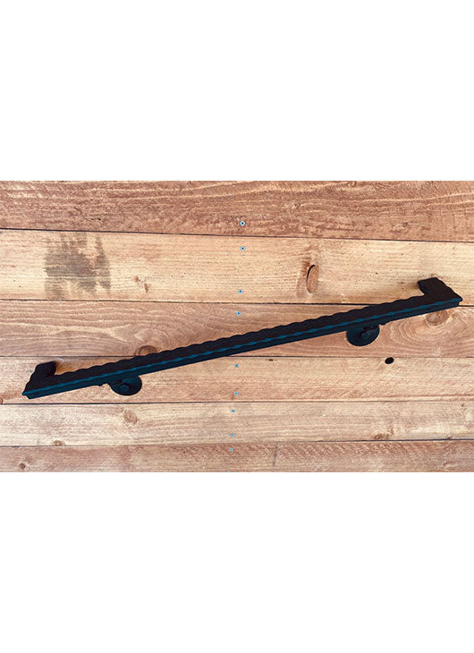 Metal Handrails, 1.5" Hammered/Engraved, Flat Black, with Wall Return