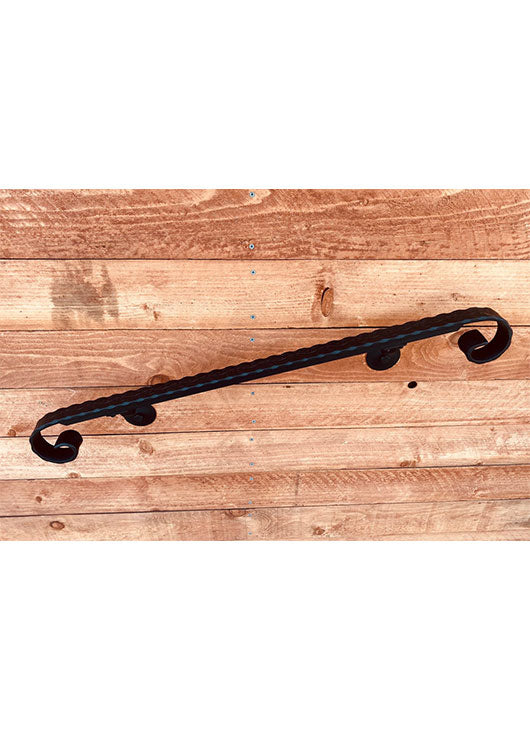 Metal Handrails, 1.5" Hammered/Engraved Volute, Flat Black