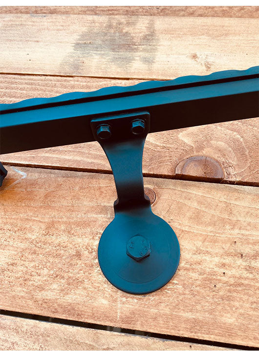 Metal Handrails, 1.5" Hammered/Engraved, Flat Black, with Wall Return