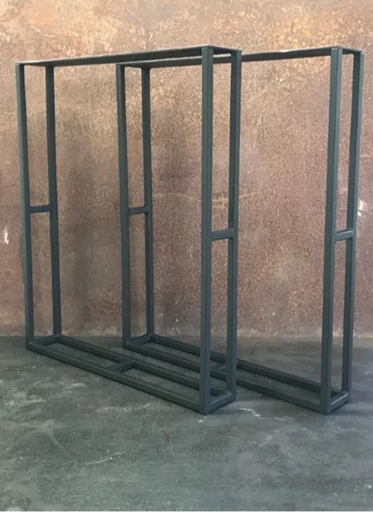 Metal Table Legs, 5/8 U w/ Crossbars Flat Black (Set of 2)