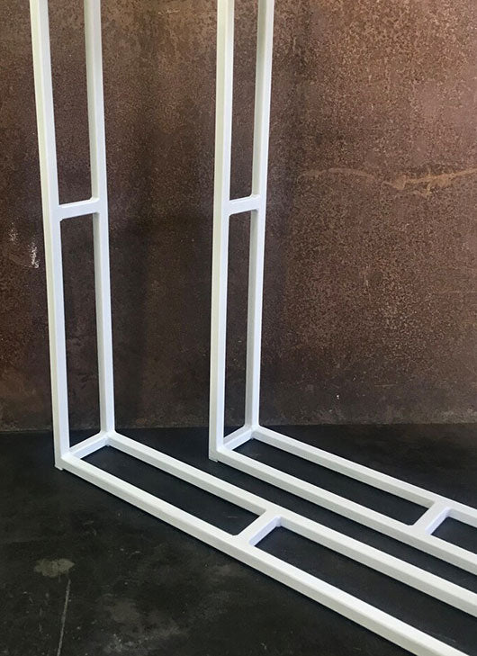 Metal Table Legs, 5/8 U w/ Crossbars Flat White (Set of 2)