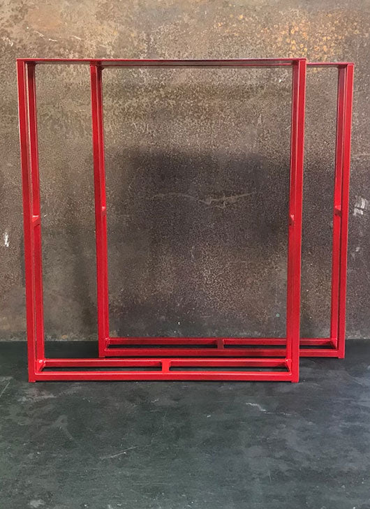 Metal Table Legs, 5/8 U w/ Crossbars Red (Set of 2)