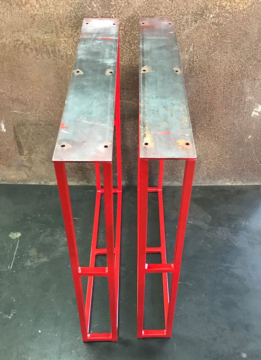 Metal Table Legs, 5/8 U w/ Crossbars Red (Set of 2)